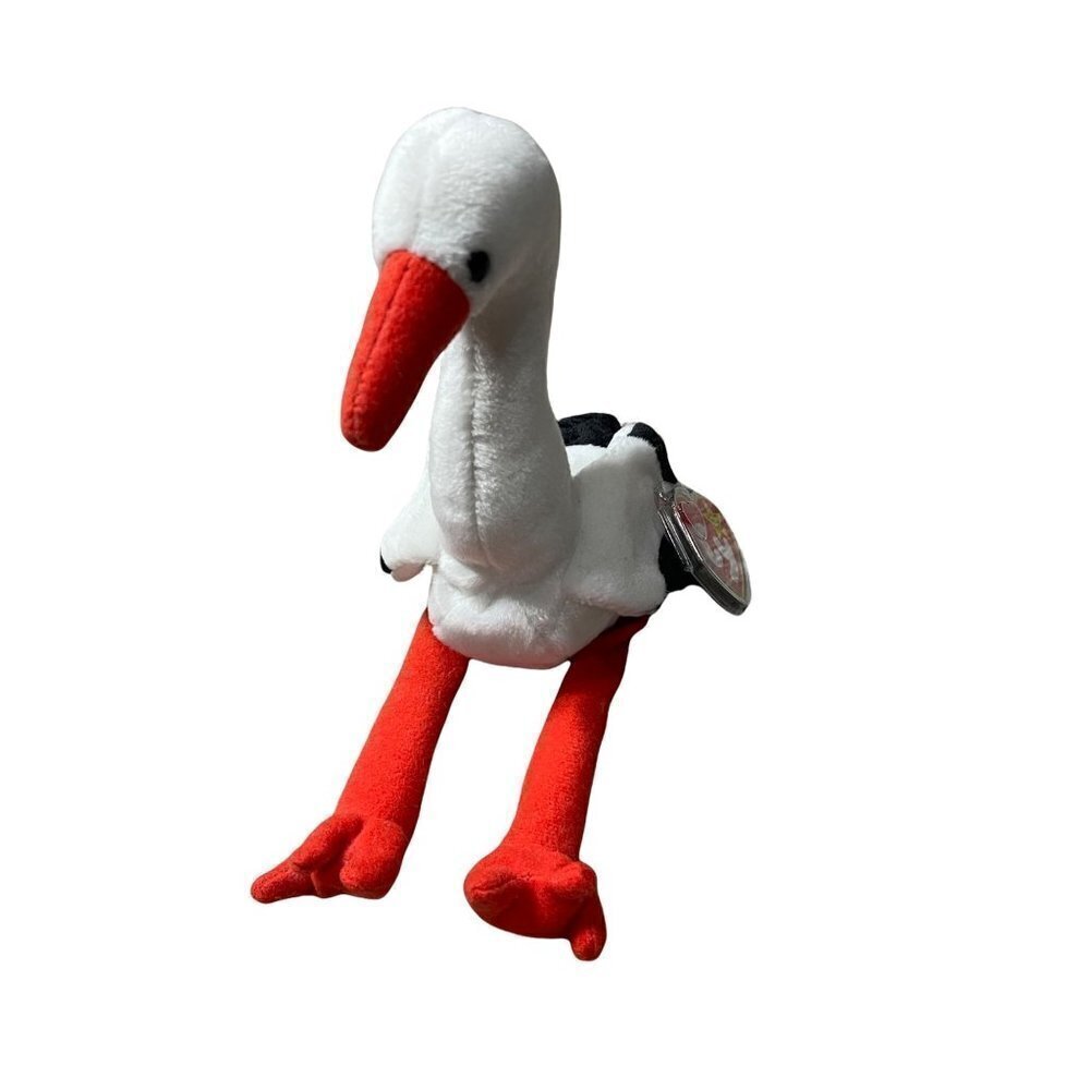 Mint Retired Ty Beanie Baby - Stilts the Stork - Hologram with Tag Errors